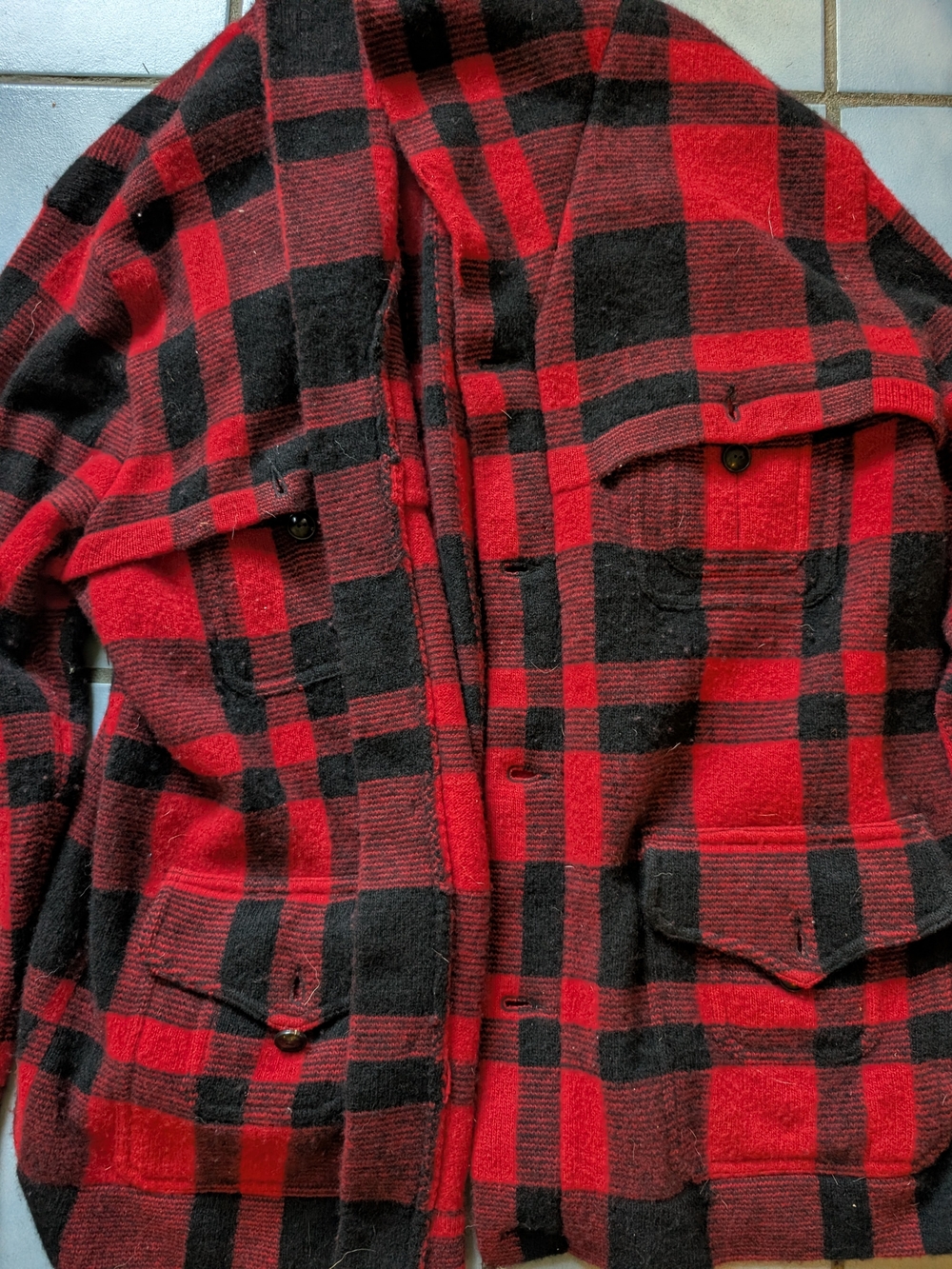 Ralph Lauren Red and Black Plaid Wool Cardigan
